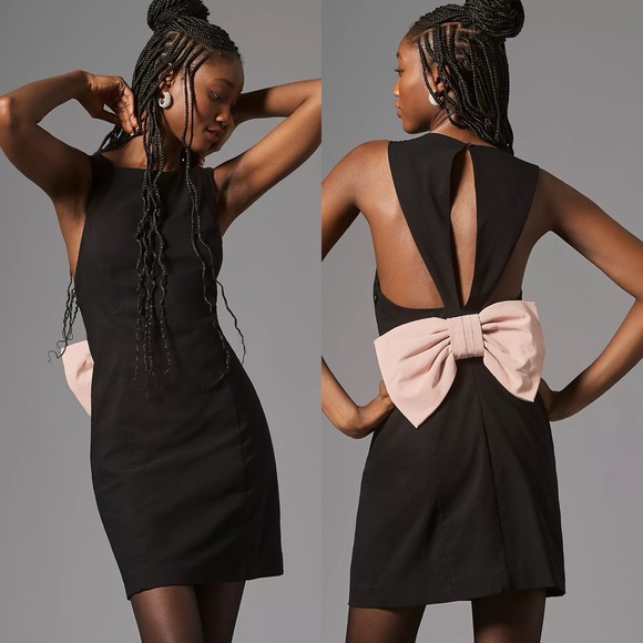 Maeve Dresses & Skirts - NWT Anthropologie Maeve Sleeveless Bow Back Mini Dress XSP Black Cutout Stretch
